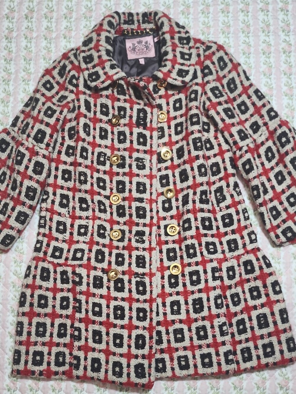Juicy Couture 💖 Tweed Double-Breasted Pea Coat P